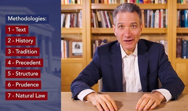 Screen shot of educational video with Jeffrey Rosen